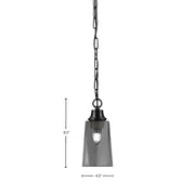 Toltec Chain Collection 4.5in 1-Light Pendant | Modern Matte Black Steel and Smoke Bubble Glass | Kitchen Island & Dining Room | 4.5 x 4.5 x 9.5 in | Model 31-MB-262
