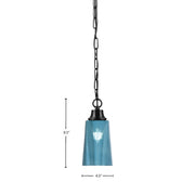 Toltec Chain 4.5in 1-Light Pendant | Industrial Matte Black Steel and Blue Gradient Glass | Kitchen Island & Dining Room | 4.5 x 9.5 in | Model 31-MB-265