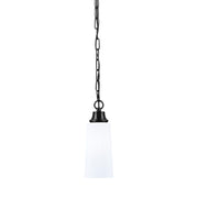 Toltec Chain 5.25in 1-Light Pendant | Industrial Matte Black Steel and White Opal Glass | Kitchen Island & Dining Room | 5.25 x 12.75 in | Model 31-MB-291