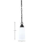Toltec Chain 5.25in 1-Light Pendant | Industrial Matte Black Steel and White Opal Glass | Kitchen Island & Dining Room | 5.25 x 12.75 in | Model 31-MB-291