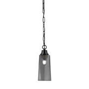 Toltec Chain 5.25in 1-Light Pendant | Industrial Matte Black Steel and Smoke Bubble Glass | Kitchen Island & Dining Room | 5.25 x 12.75 in | Model 31-MB-292