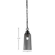 Toltec Chain 5.25in 1-Light Pendant | Industrial Matte Black Steel and Smoke Bubble Glass | Kitchen Island & Dining Room | 5.25 x 12.75 in | Model 31-MB-292