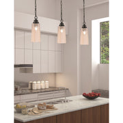 Toltec Chain 5.25in 1-Light Pendant | Industrial Matte Black Steel and Amber Gradient Glass | Kitchen Island & Dining Room | 5.25 x 12.75 in | Model 31-MB-293