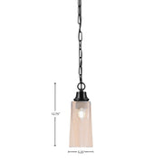 Toltec Chain 5.25in 1-Light Pendant | Industrial Matte Black Steel and Amber Gradient Glass | Kitchen Island & Dining Room | 5.25 x 12.75 in | Model 31-MB-293
