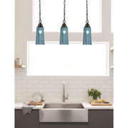 Toltec Chain 5.25in 1-Light Pendant | Industrial Matte Black Steel and Blue Gradient Glass | Kitchen Island & Dining Room | 5.25 x 12.75 in | Model 31-MB-295