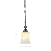 Toltec Chain 5in 1-Light Pendant | Industrial Matte Black Steel and Natural Stone Glass | Kitchen Island & Dining Room | 5 x 9 in | Model 31-MB-4128