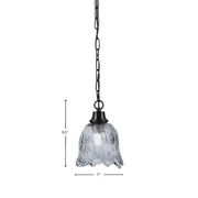 Toltec Chain 7in 1-Light Pendant | Industrial Matte Black Steel and Smoke Lava Glass | Kitchen Island & Dining Room | 7 x 9.5 in | Model 31-MB-4232