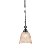 Toltec Chain 7in 1-Light Pendant | Industrial Matte Black Steel and Amber Lava Glass | Kitchen Island & Dining Room | 7 x 9.5 in | Model 31-MB-4233