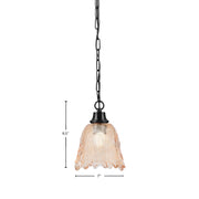 Toltec Chain 7in 1-Light Pendant | Industrial Matte Black Steel and Amber Lava Glass | Kitchen Island & Dining Room | 7 x 9.5 in | Model 31-MB-4233