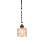 Toltec Chain 6.5in 1-Light Pendant | Industrial Matte Black Steel and Amber Textured Glass | Kitchen Island & Dining Room | 6.5 x 8.5 in | Model 31-MB-4613