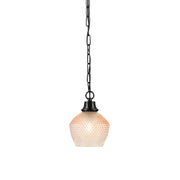 Toltec Chain 6in 1-Light Pendant | Industrial Matte Black Steel and Amber Textured Glass | Kitchen Island & Dining Room | 6 x 8.5 in | Model 31-MB-4623