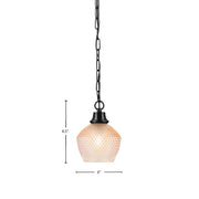 Toltec Chain 6in 1-Light Pendant | Industrial Matte Black Steel and Amber Textured Glass | Kitchen Island & Dining Room | 6 x 8.5 in | Model 31-MB-4623