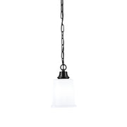 Toltec Chain 5.25in 1-Light Pendant | Modern Matte Black Steel and White Opal Glass | Kitchen Island & Dining Room | 5.25 x 5.25 x 8.75 in | Model 31-MB-5031