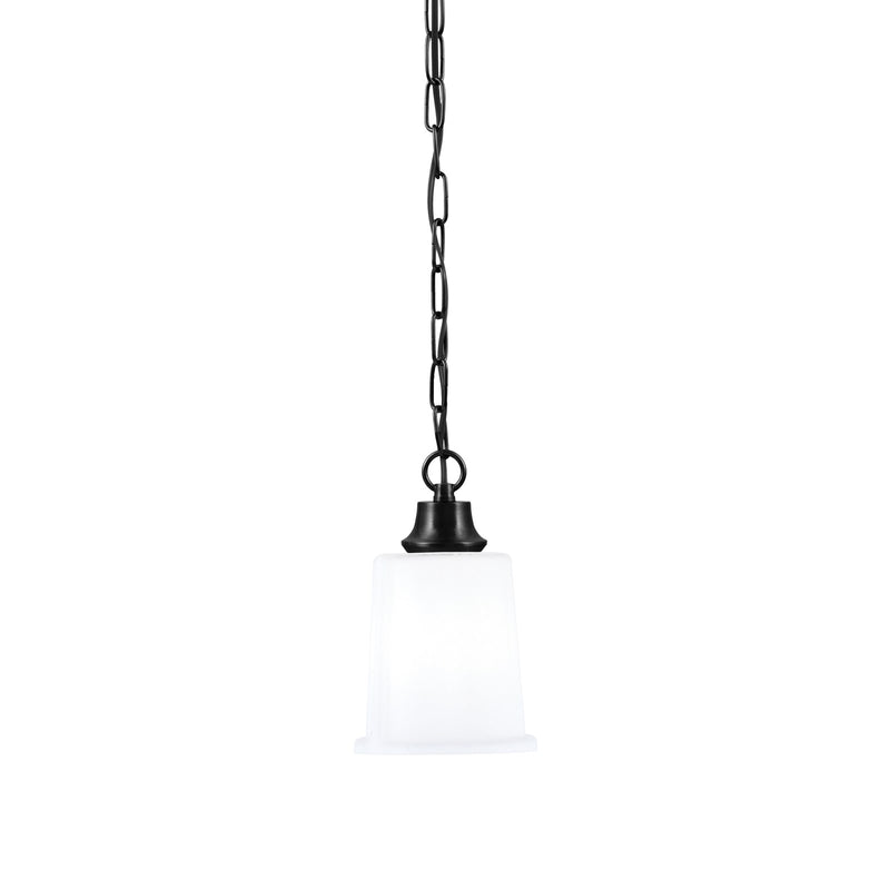 Toltec Chain 5.25in 1-Light Pendant | Modern Matte Black Steel and White Opal Glass | Kitchen Island & Dining Room | 5.25 x 5.25 x 8.75 in | Model 31-MB-5031