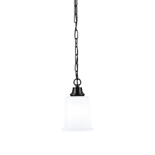 Toltec Chain 5.25in 1-Light Pendant | Modern Matte Black Steel and White Opal Glass | Kitchen Island & Dining Room | 5.25 x 5.25 x 8.75 in | Model 31-MB-5031