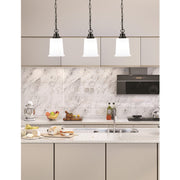 Toltec Chain 5.25in 1-Light Pendant | Modern Matte Black Steel and White Opal Glass | Kitchen Island & Dining Room | 5.25 x 5.25 x 8.75 in | Model 31-MB-5031