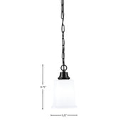 Toltec Chain 5.25in 1-Light Pendant | Modern Matte Black Steel and White Opal Glass | Kitchen Island & Dining Room | 5.25 x 5.25 x 8.75 in | Model 31-MB-5031