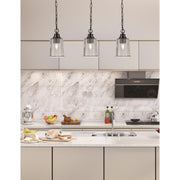 Toltec Chain 5.25in 1-Light Pendant | Modern Matte Black Steel and Smoke Bubble Glass | Kitchen Island & Dining Room | 5.25 x 5.25 x 8.75 in | Model 31-MB-5032