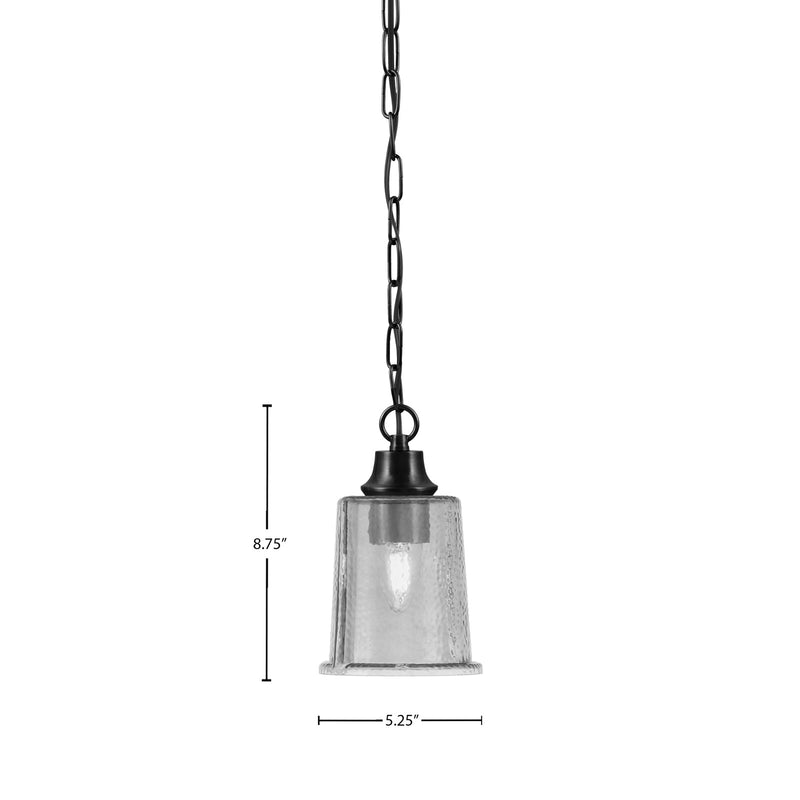 Toltec Chain 5.25in 1-Light Pendant | Modern Matte Black Steel and Smoke Bubble Glass | Kitchen Island & Dining Room | 5.25 x 5.25 x 8.75 in | Model 31-MB-5032