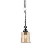 Toltec Chain 5.25in 1-Light Pendant | Modern Matte Black Steel and Amber Bubble Glass | Kitchen Island & Dining Room | 5.25 x 5.25 x 8.75 in | Model 31-MB-5033
