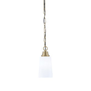 Toltec Chain 4.5in 1-Light Pendant | New Age Brass Steel and White Opal Glass | Kitchen Island & Dining Room | 4.5 x 4.5 x 9.5 in | Model 31-NAB-261