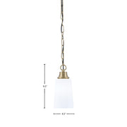 Toltec Chain 4.5in 1-Light Pendant | New Age Brass Steel and White Opal Glass | Kitchen Island & Dining Room | 4.5 x 4.5 x 9.5 in | Model 31-NAB-261