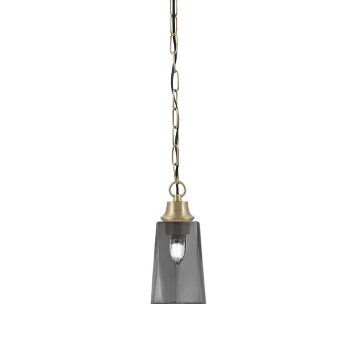 Toltec Chain 4.5in 1-Light Pendant | New Age Brass Steel and Smoke Bubble Glass | Kitchen Island & Dining Room | 4.5 x 4.5 x 9.5 in | Model 31-NAB-262