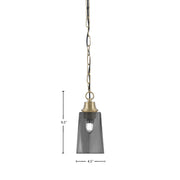Toltec Chain 4.5in 1-Light Pendant | New Age Brass Steel and Smoke Bubble Glass | Kitchen Island & Dining Room | 4.5 x 4.5 x 9.5 in | Model 31-NAB-262