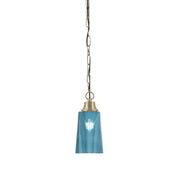 Toltec Chain 4.5in 1-Light Pendant | New Age Brass Steel and Blue Gradient Glass | Kitchen Island & Dining Room | 4.5 x 4.5 x 9.5 in | Model 31-NAB-265