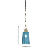 Toltec Chain 4.5in 1-Light Pendant | New Age Brass Steel and Blue Gradient Glass | Kitchen Island & Dining Room | 4.5 x 4.5 x 9.5 in | Model 31-NAB-265