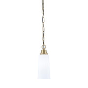 Toltec Chain 5in 1-Light Pendant | New Age Brass Steel and White Opal Glass | Kitchen Island & Dining Room | 5.25 x 5.25 x 12.75 in | Model 31-NAB-291