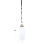 Toltec Chain 5in 1-Light Pendant | New Age Brass Steel and White Opal Glass | Kitchen Island & Dining Room | 5.25 x 5.25 x 12.75 in | Model 31-NAB-291