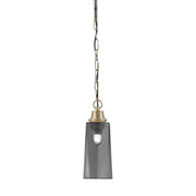 Toltec Chain 5in 1-Light Pendant | New Age Brass Steel and Smoke Bubble Glass | Kitchen Island & Dining Room | 5.25 x 5.25 x 12.75 in | Model 31-NAB-292