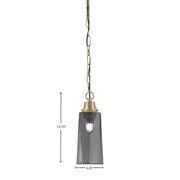 Toltec Chain 5in 1-Light Pendant | New Age Brass Steel and Smoke Bubble Glass | Kitchen Island & Dining Room | 5.25 x 5.25 x 12.75 in | Model 31-NAB-292