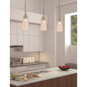 Toltec Chain 5in 1-Light Pendant | New Age Brass Steel and Amber Gradient Glass | Kitchen Island & Dining Room | 5.25 x 5.25 x 12.75 in | Model 31-NAB-293
