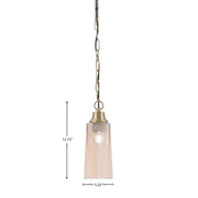 Toltec Chain 5in 1-Light Pendant | New Age Brass Steel and Amber Gradient Glass | Kitchen Island & Dining Room | 5.25 x 5.25 x 12.75 in | Model 31-NAB-293