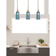 Toltec Chain 5in 1-Light Pendant | New Age Brass Steel and Blue Gradient Glass | Kitchen Island & Dining Room | 5.25 x 5.25 x 12.75 in | Model 31-NAB-295