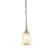 Toltec Chain 5in 1-Light Pendant | New Age Brass Steel and Natural Stone Glass | Kitchen Island & Dining Room | 5 x 9 in | Model 31-NAB-4128