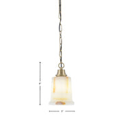 Toltec Chain 5in 1-Light Pendant | New Age Brass Steel and Natural Stone Glass | Kitchen Island & Dining Room | 5 x 9 in | Model 31-NAB-4128