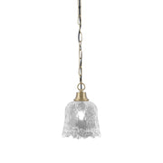 Toltec Chain 7in 1-Light Pendant | New Age Brass Steel and Clear Lava Glass | Kitchen Island & Dining Room | 7 x 9.5 in | Model 31-NAB-4230
