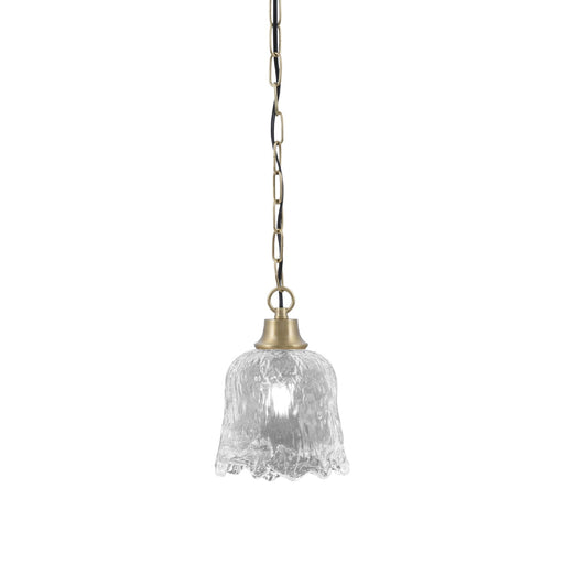 Toltec Chain 7in 1-Light Pendant | New Age Brass Steel and Clear Lava Glass | Kitchen Island & Dining Room | 7 x 9.5 in | Model 31-NAB-4230