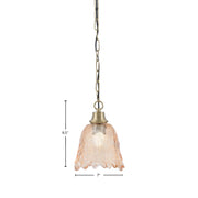 Toltec Chain 7in 1-Light Pendant | New Age Brass Steel and Amber Lava Glass | Kitchen Island & Dining Room | 7 x 9.5 in | Model 31-NAB-4233