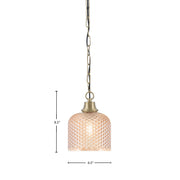 Toltec Chain 6.5in 1-Light Pendant | New Age Brass and Amber Textured Glass | Kitchen Island & Dining Room | 6.5 x 6.5 x 8.5 in | Model 31-NAB-4613