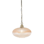 Toltec Chain 12in 1-Light Pendant | New Age Brass and Amber Micro Bubble Ribbed Glass | Kitchen Island & Dining Room | 12 x 12 x 9.75 in | Model 31-NAB-4653