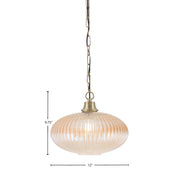 Toltec Chain 12in 1-Light Pendant | New Age Brass and Amber Micro Bubble Ribbed Glass | Kitchen Island & Dining Room | 12 x 12 x 9.75 in | Model 31-NAB-4653