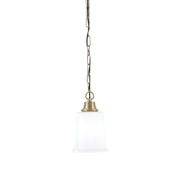Toltec Chain 5.25in 1-Light Pendant | New Age Brass and White Opal Glass | Kitchen Island & Dining Room | 5.25 x 5.25 x 8.75 in | Model 31-NAB-5031