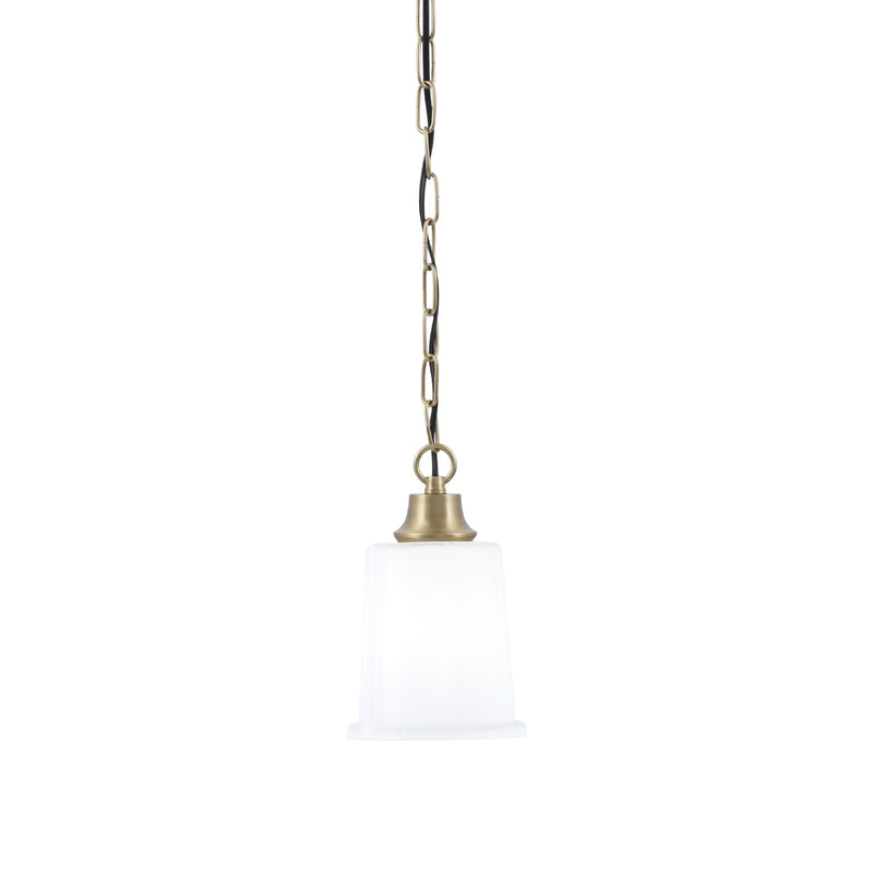 Toltec Chain 5.25in 1-Light Pendant | New Age Brass and White Opal Glass | Kitchen Island & Dining Room | 5.25 x 5.25 x 8.75 in | Model 31-NAB-5031