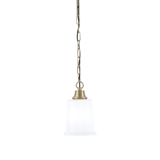 Toltec Chain 5.25in 1-Light Pendant | New Age Brass and White Opal Glass | Kitchen Island & Dining Room | 5.25 x 5.25 x 8.75 in | Model 31-NAB-5031