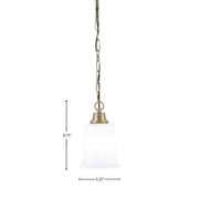 Toltec Chain 5.25in 1-Light Pendant | New Age Brass and White Opal Glass | Kitchen Island & Dining Room | 5.25 x 5.25 x 8.75 in | Model 31-NAB-5031