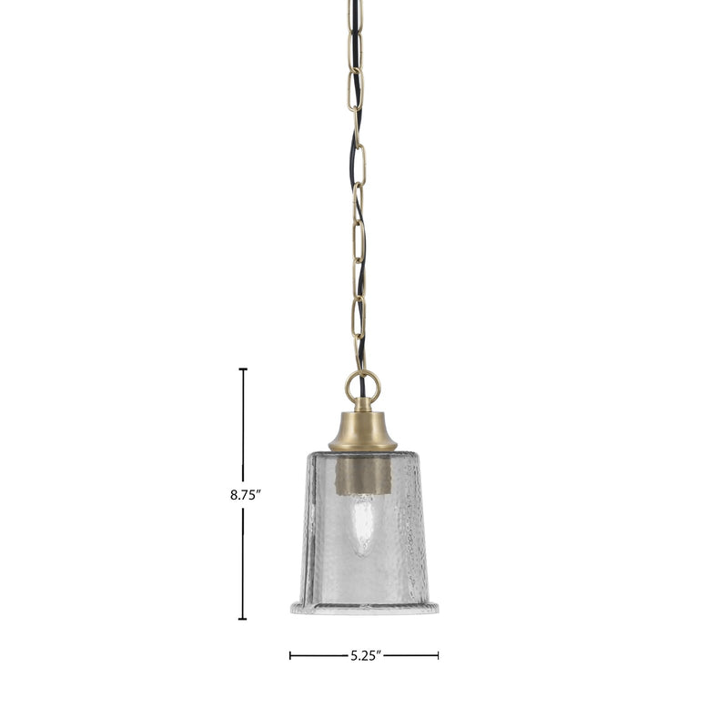 Toltec Chain 5.25in 1-Light Pendant | New Age Brass and Smoke Bubble Glass | Kitchen Island & Dining Room | 5.25 x 5.25 x 8.75 in | Model 31-NAB-5032